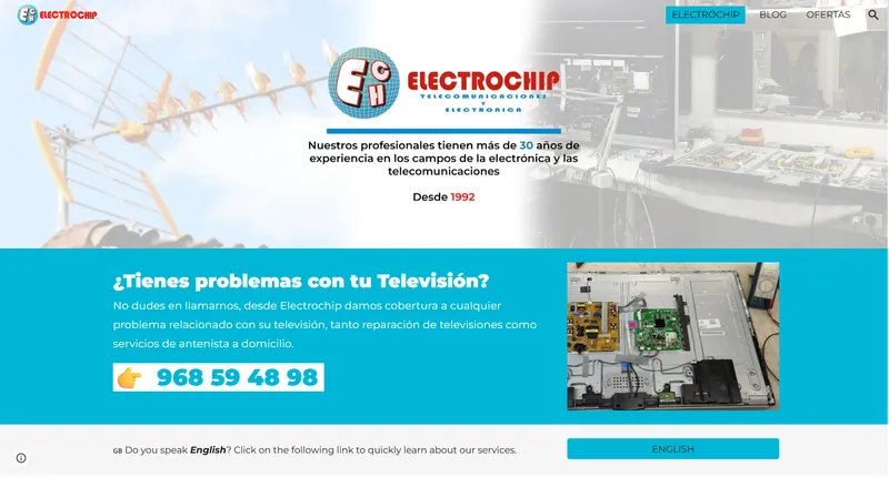 Diseño web para ElectroChip, tienda de electrónica en Mazarrón