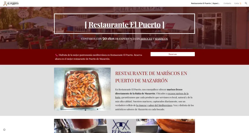 Diseño web para Restaurante El Puerto en Puerto de Mazarrón
